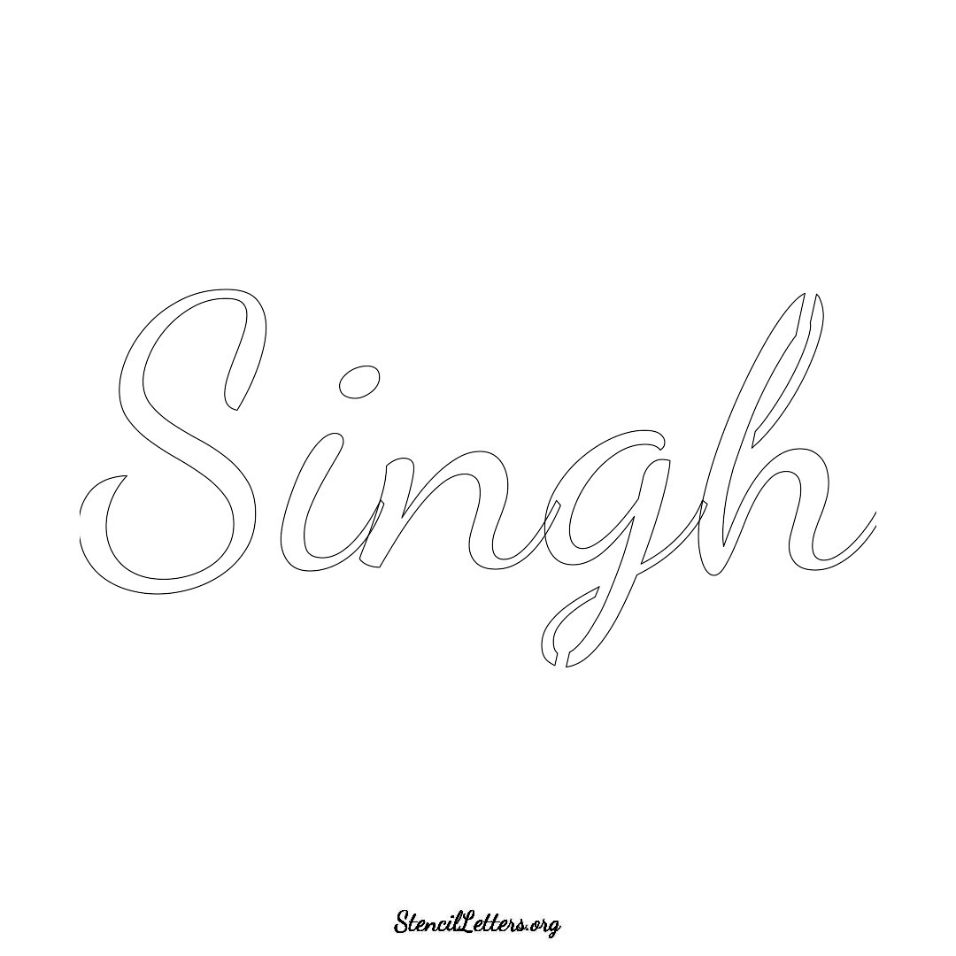 Singh name stencil in Cursive Script Lettering