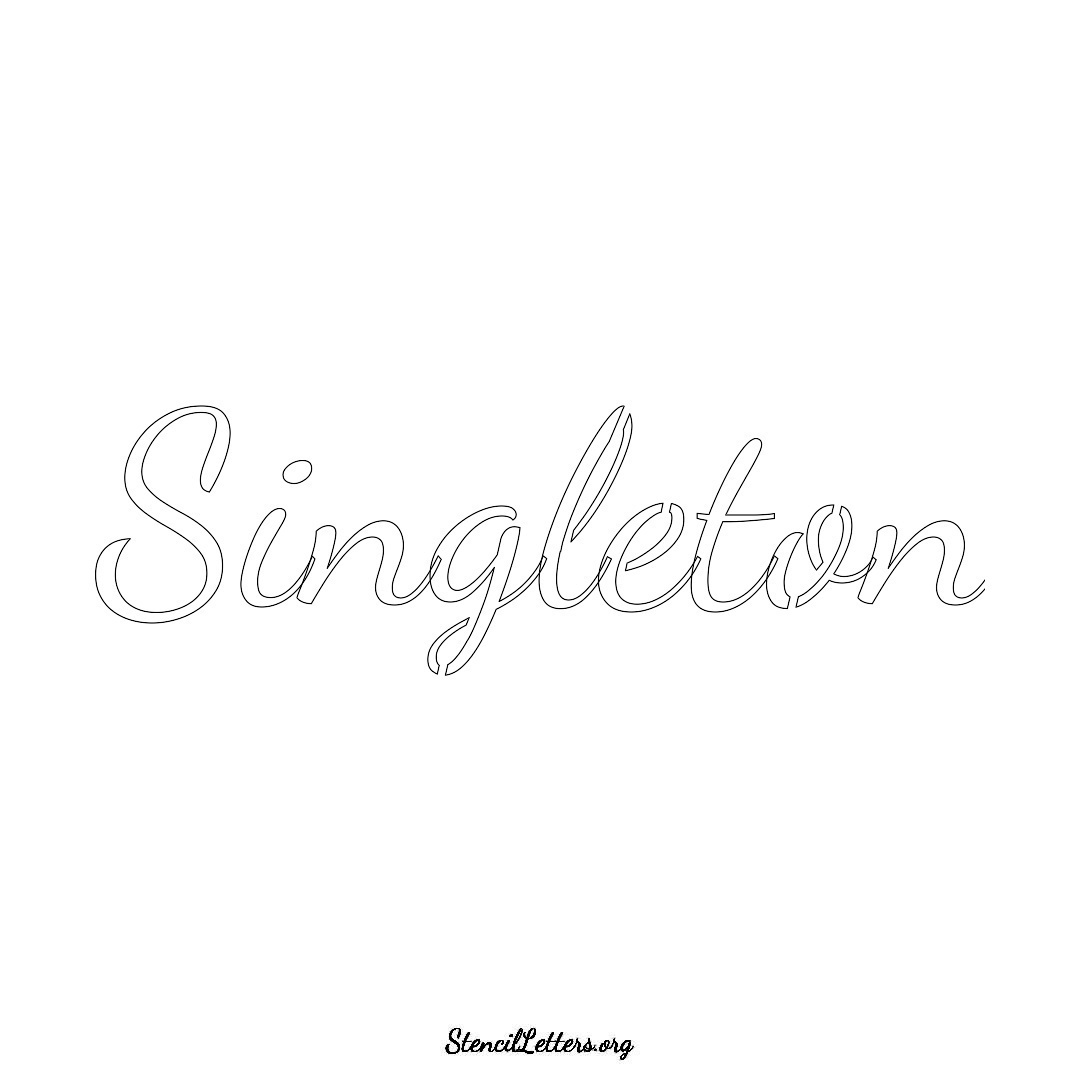 Singleton name stencil in Cursive Script Lettering