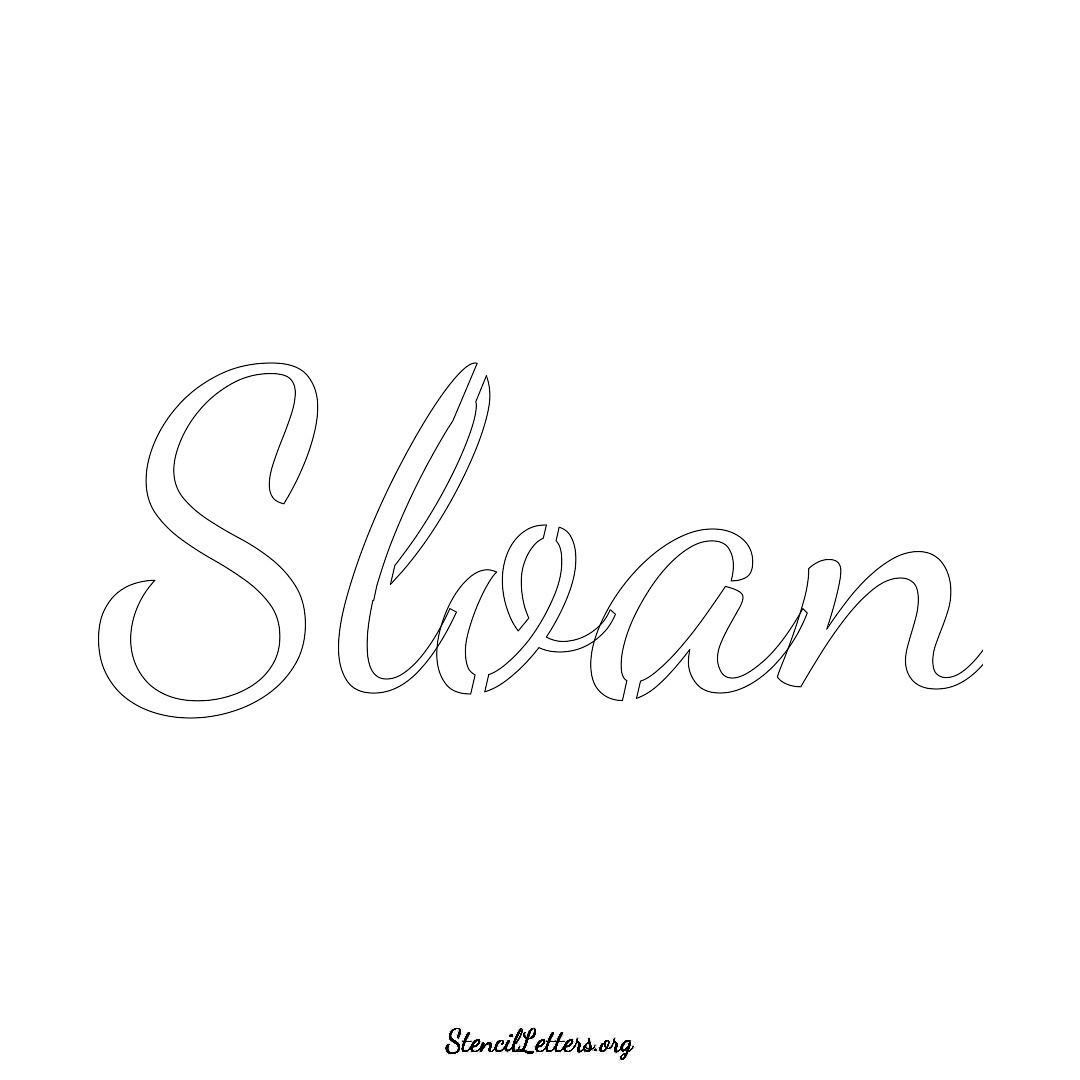 Sloan name stencil in Cursive Script Lettering