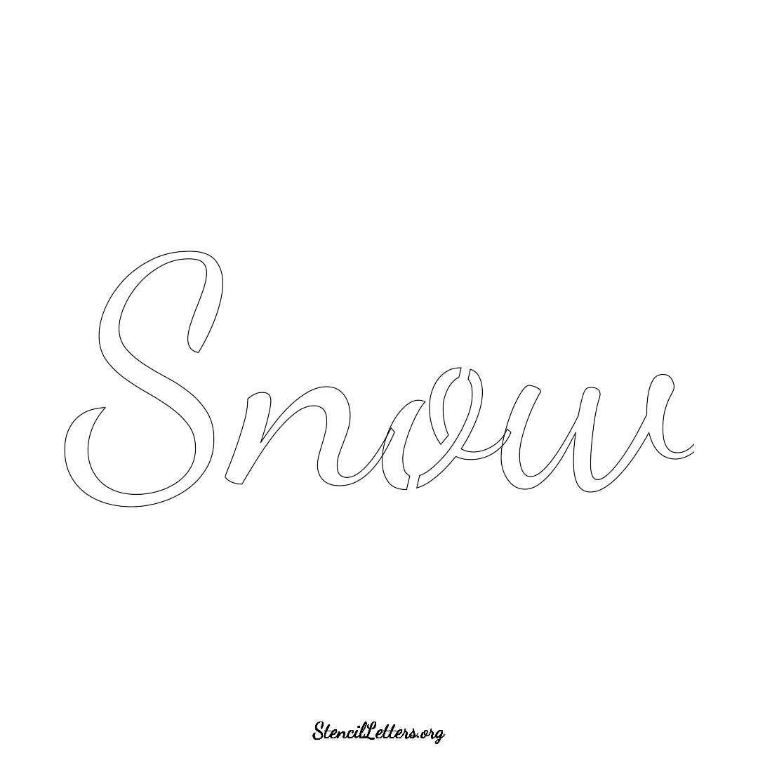 Snow name stencil in Cursive Script Lettering