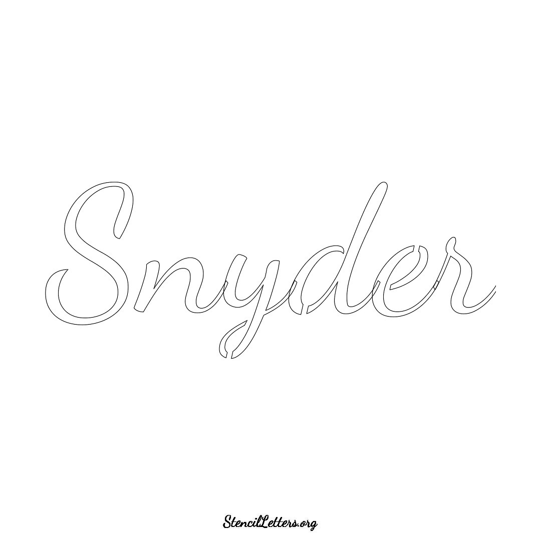 Snyder name stencil in Cursive Script Lettering