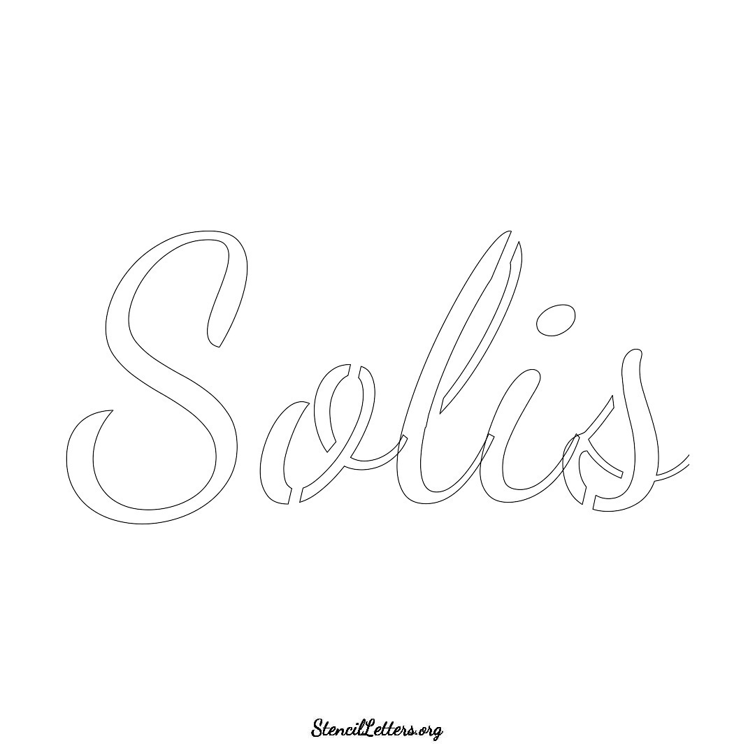 Solis name stencil in Cursive Script Lettering