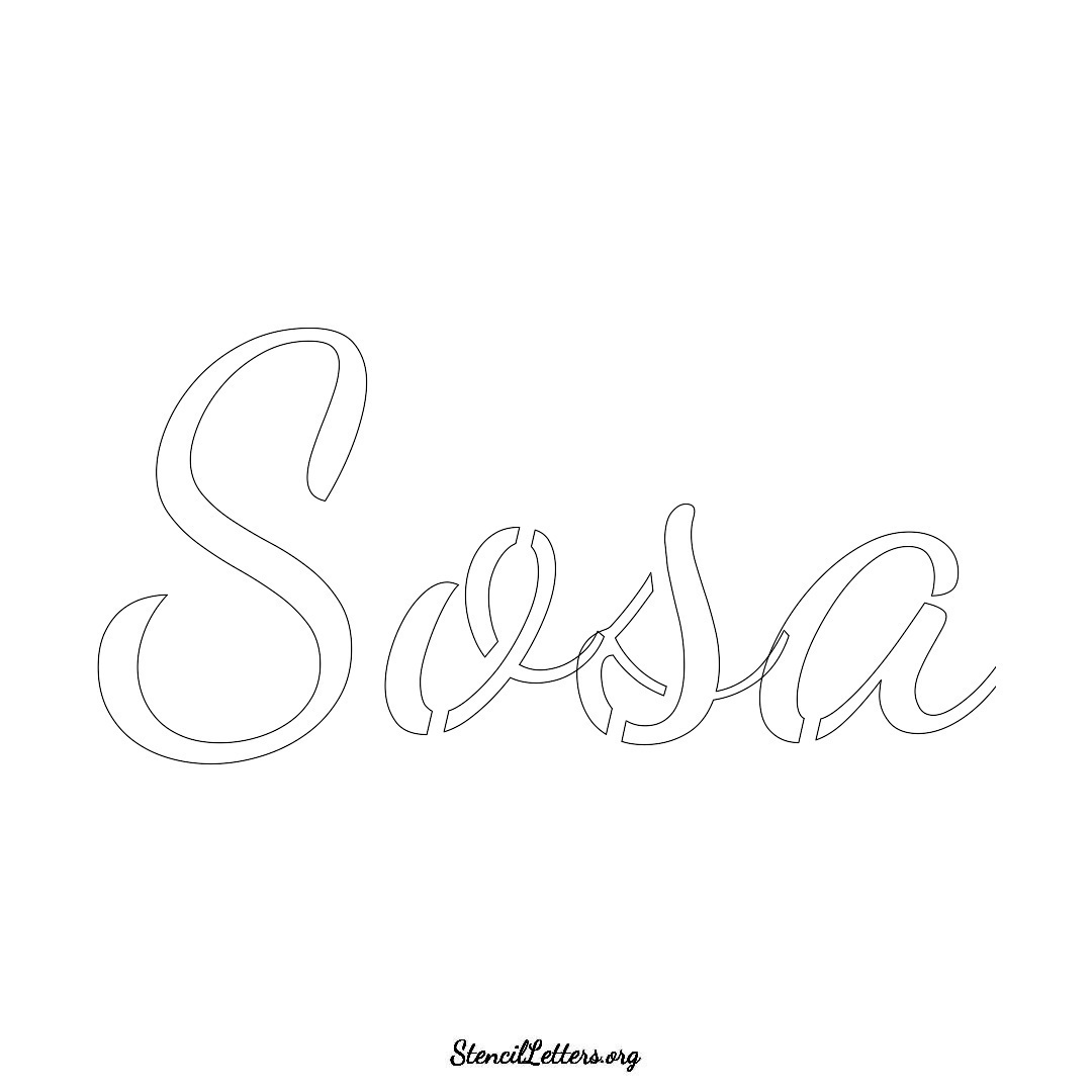 Sosa name stencil in Cursive Script Lettering