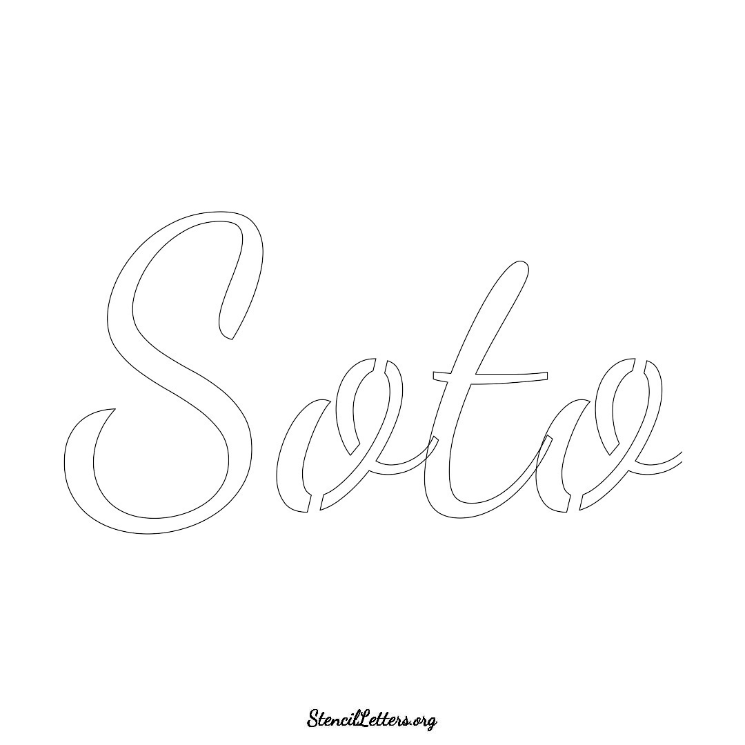 Soto name stencil in Cursive Script Lettering