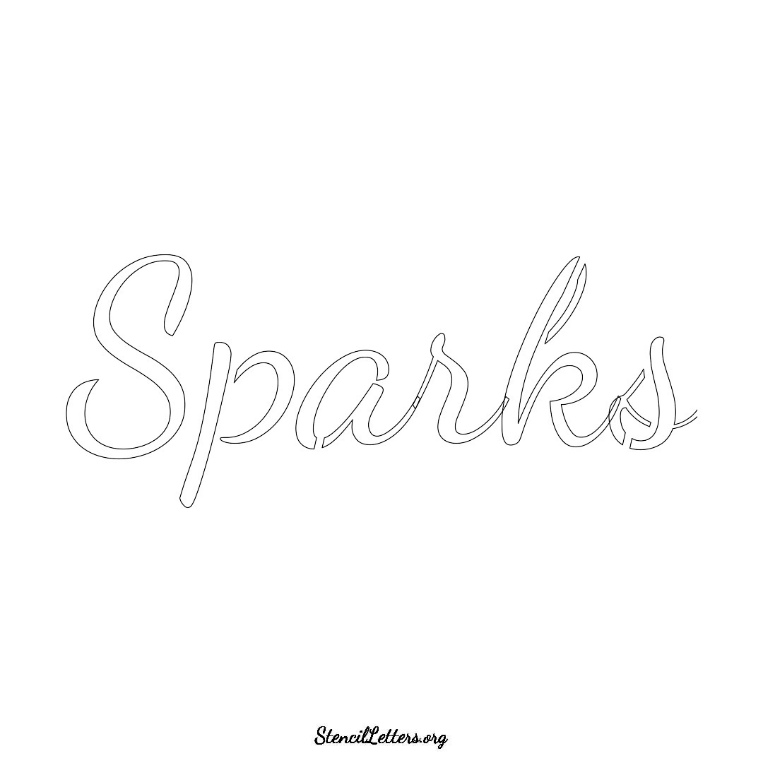 Sparks name stencil in Cursive Script Lettering