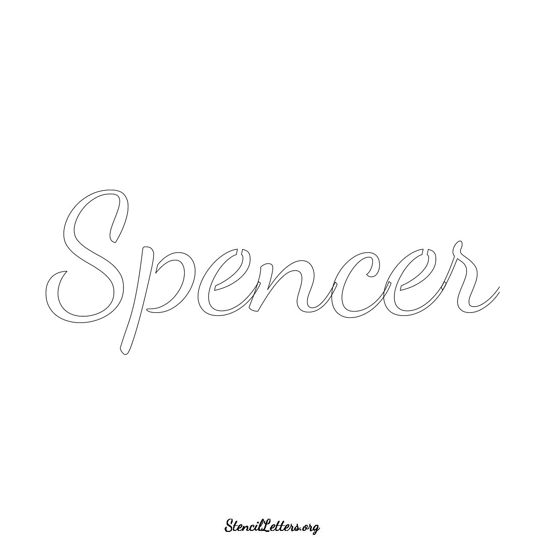 Spencer name stencil in Cursive Script Lettering