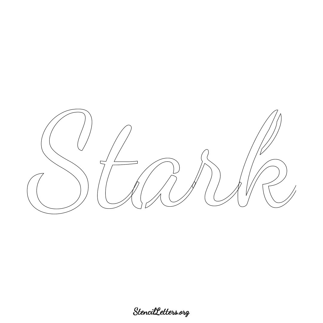 Stark name stencil in Cursive Script Lettering