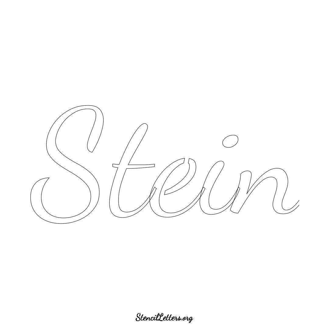 Stein name stencil in Cursive Script Lettering