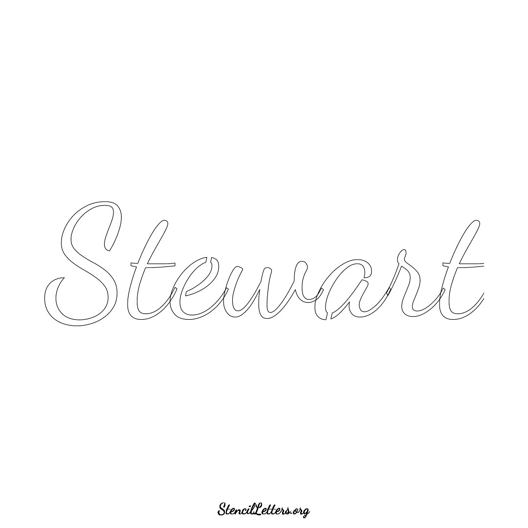 Stewart name stencil in Cursive Script Lettering