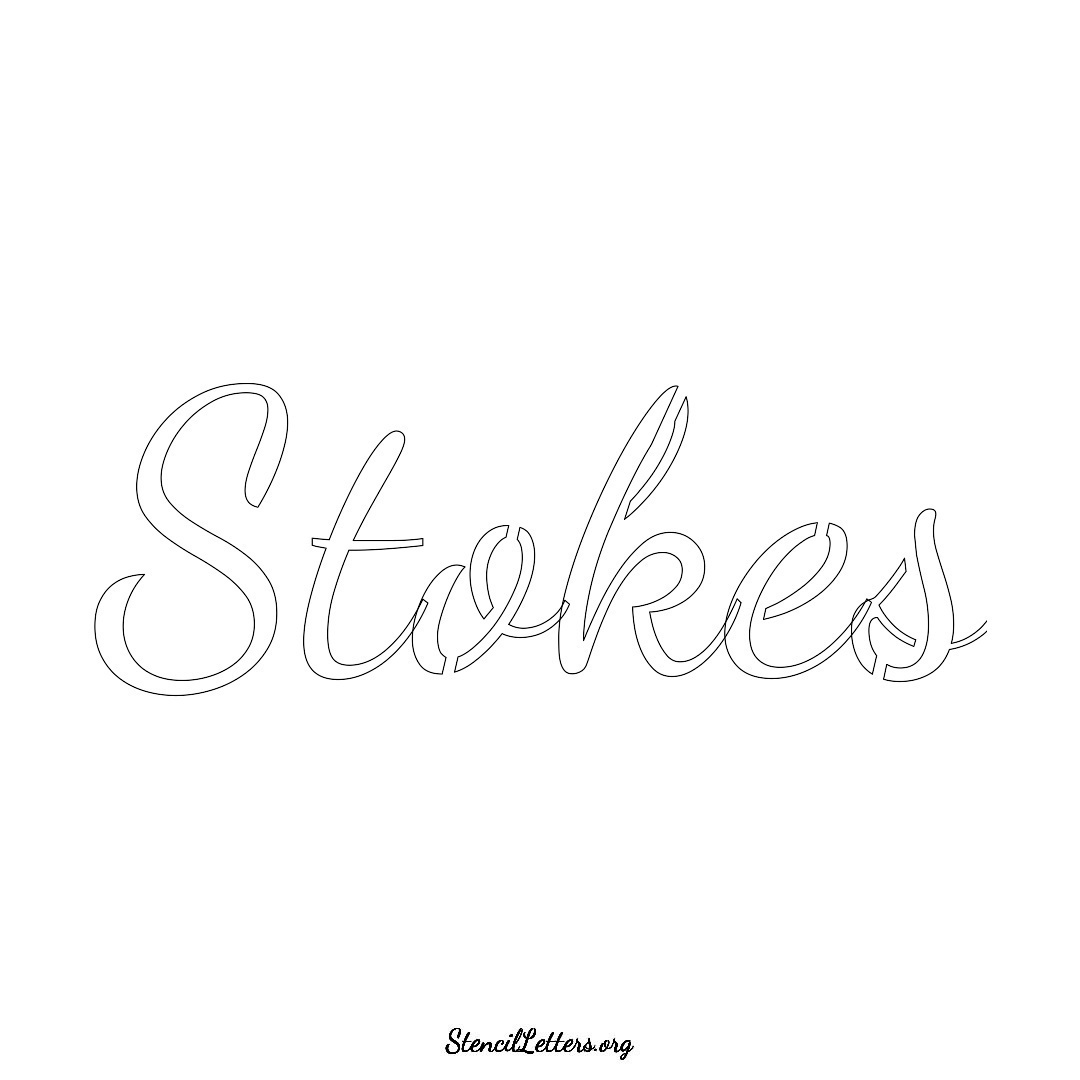 Stokes name stencil in Cursive Script Lettering