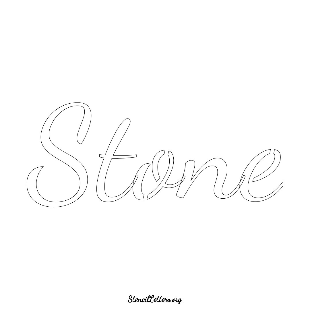 Stone name stencil in Cursive Script Lettering