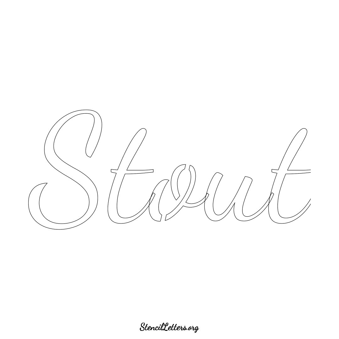 Stout name stencil in Cursive Script Lettering