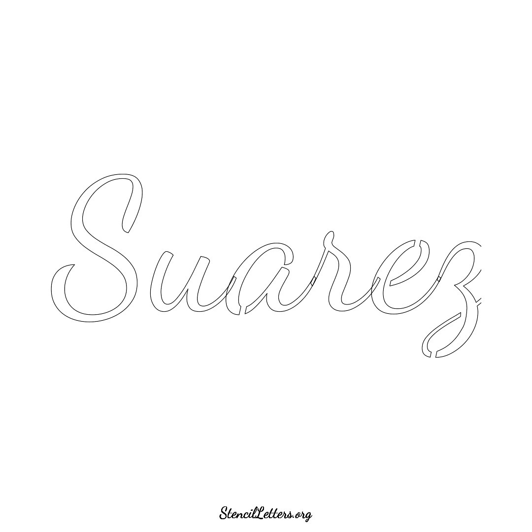 Suarez name stencil in Cursive Script Lettering