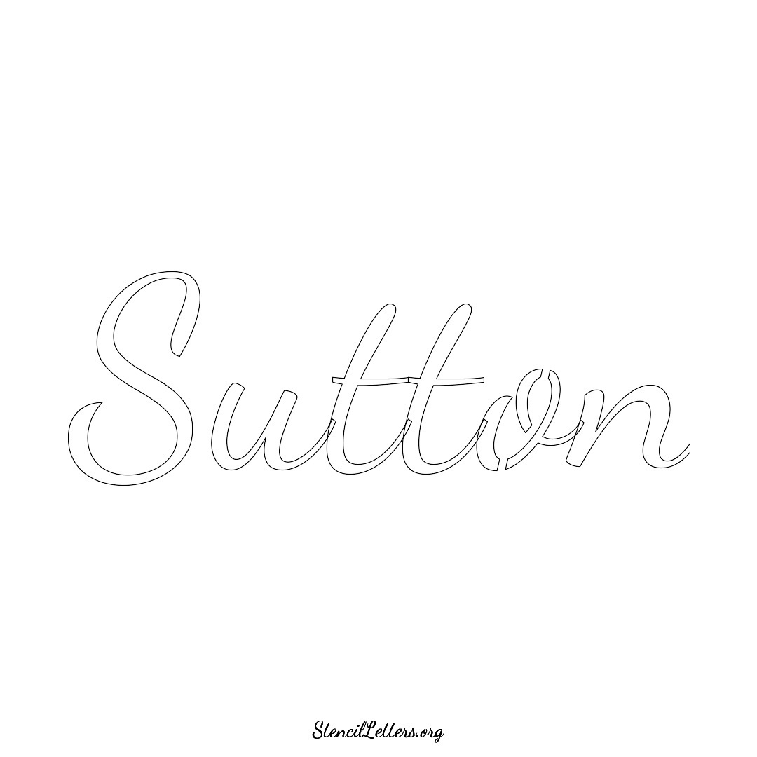 Sutton name stencil in Cursive Script Lettering