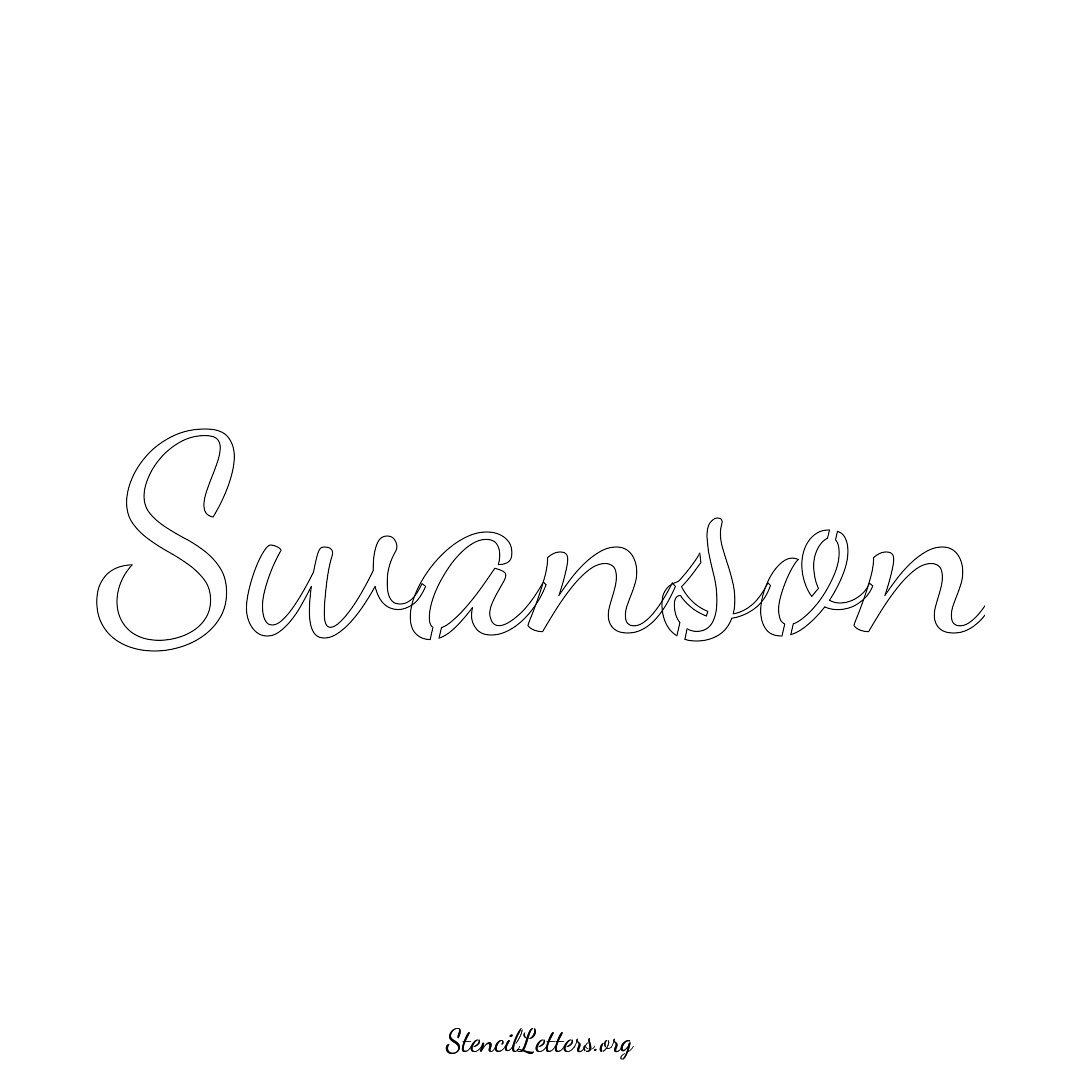 Swanson name stencil in Cursive Script Lettering