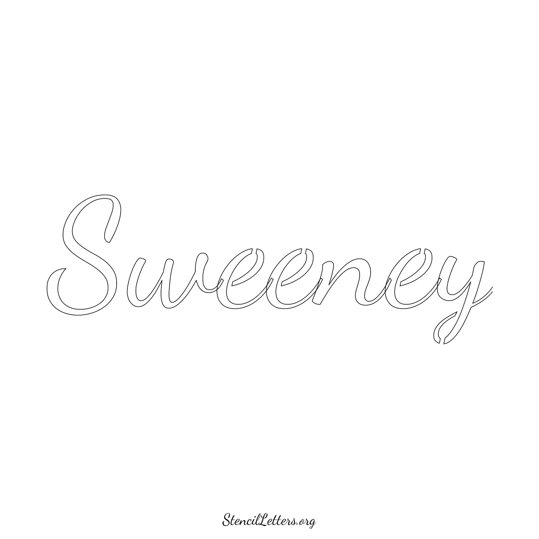 Sweeney name stencil in Cursive Script Lettering