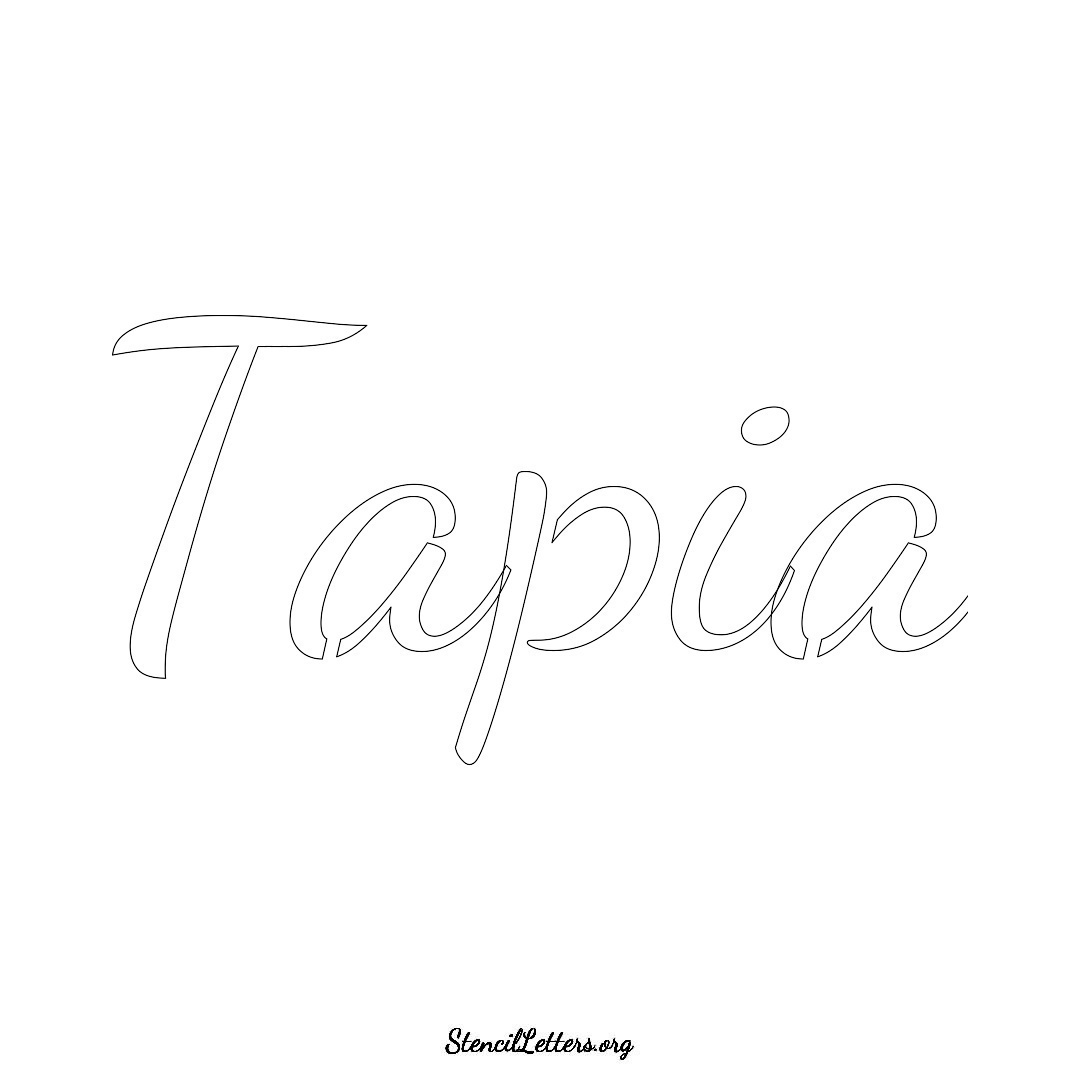 Tapia name stencil in Cursive Script Lettering