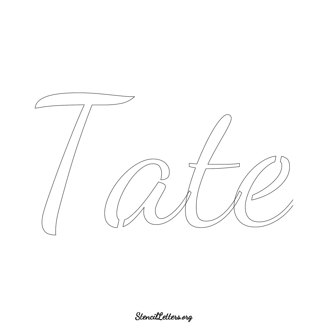 Tate name stencil in Cursive Script Lettering