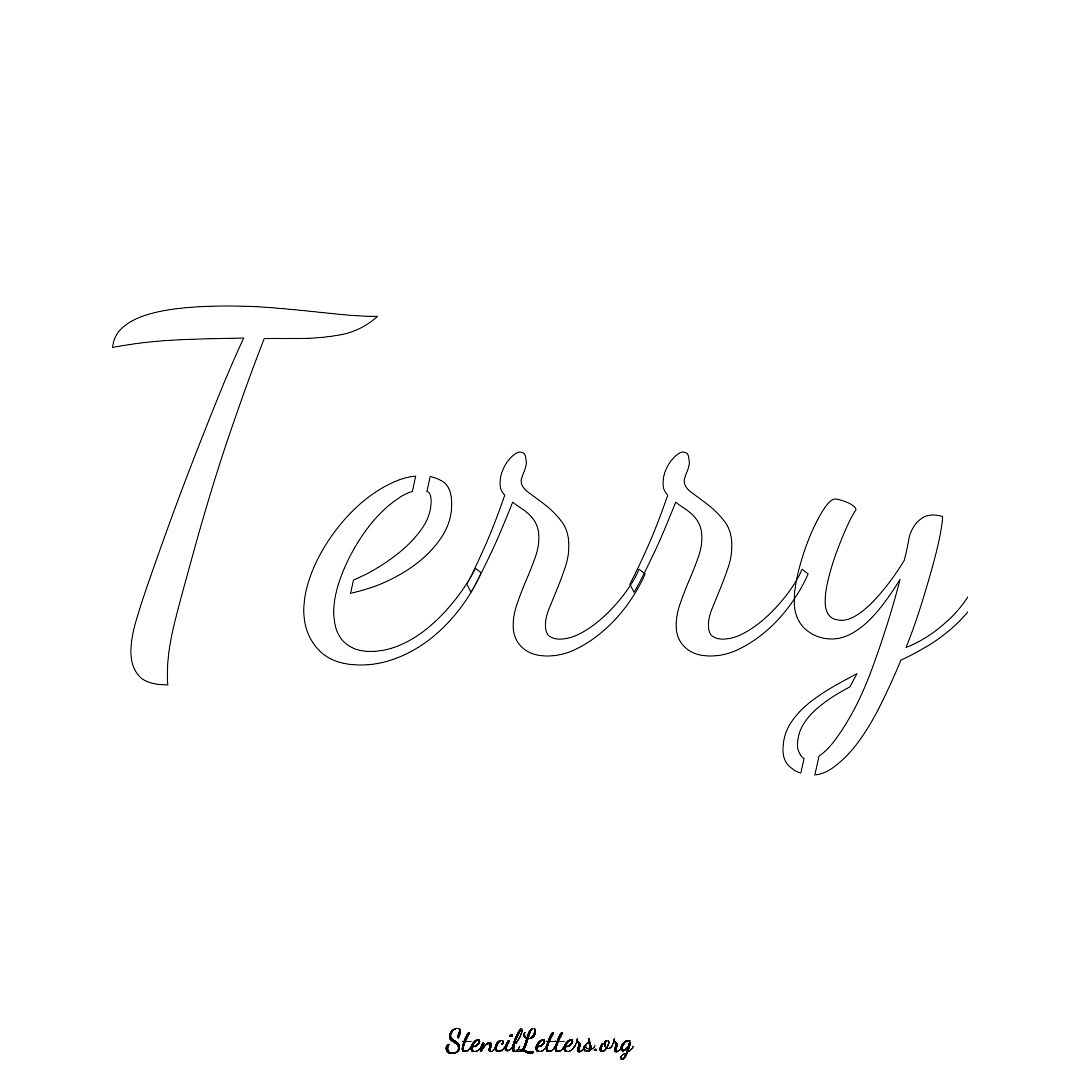 Terry name stencil in Cursive Script Lettering