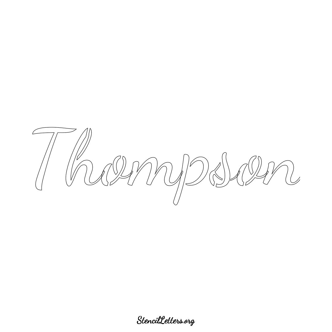 Thompson name stencil in Cursive Script Lettering
