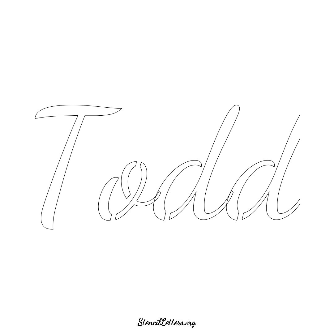 Todd name stencil in Cursive Script Lettering