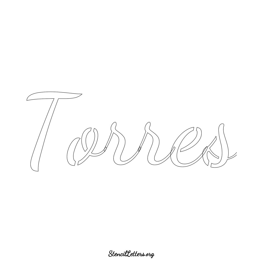 Torres name stencil in Cursive Script Lettering