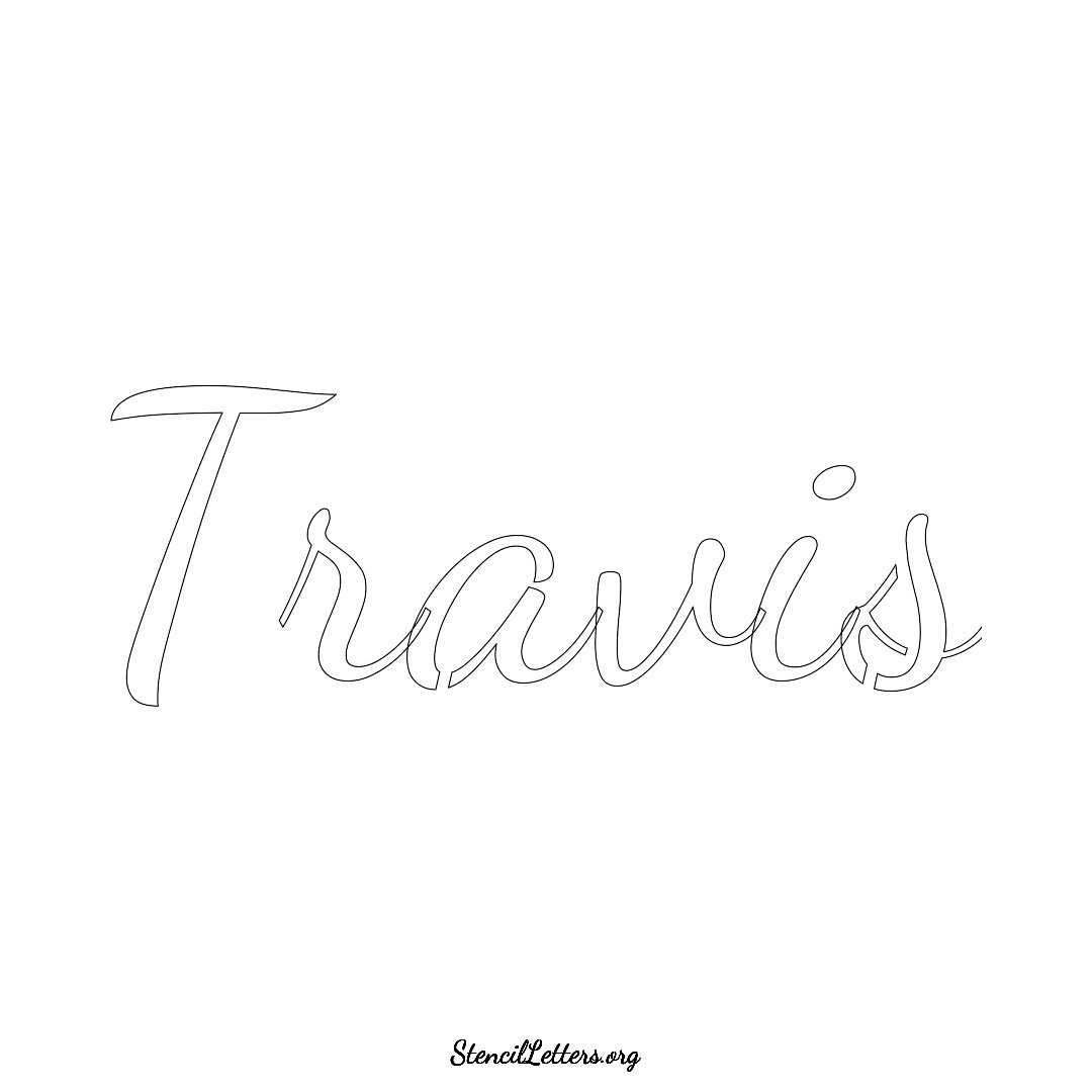 Travis name stencil in Cursive Script Lettering