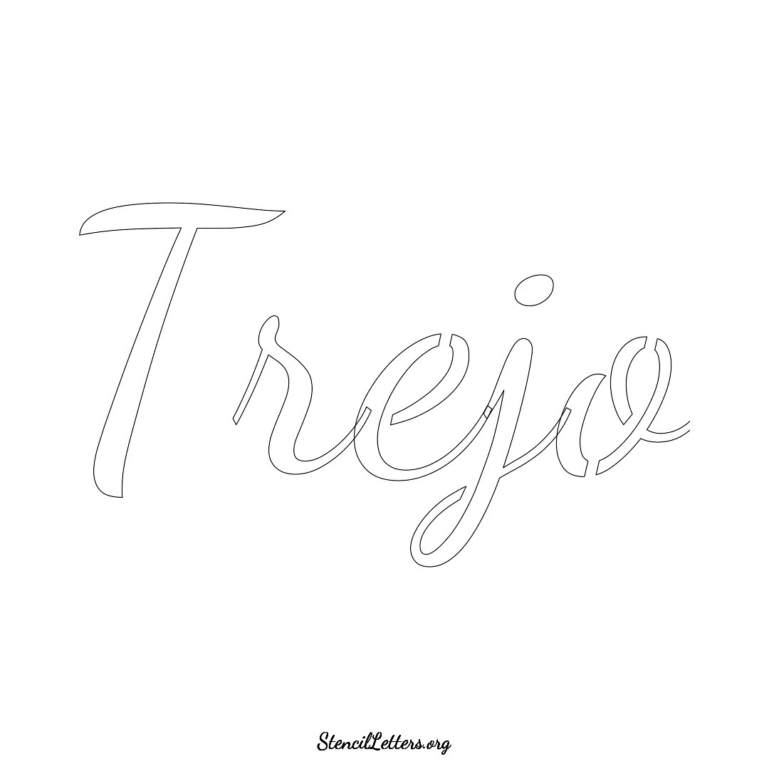 Trejo name stencil in Cursive Script Lettering