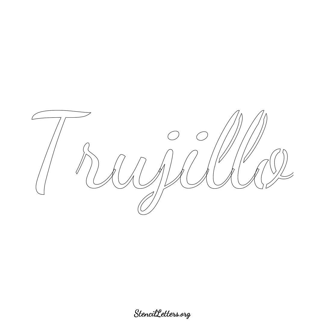 Trujillo name stencil in Cursive Script Lettering