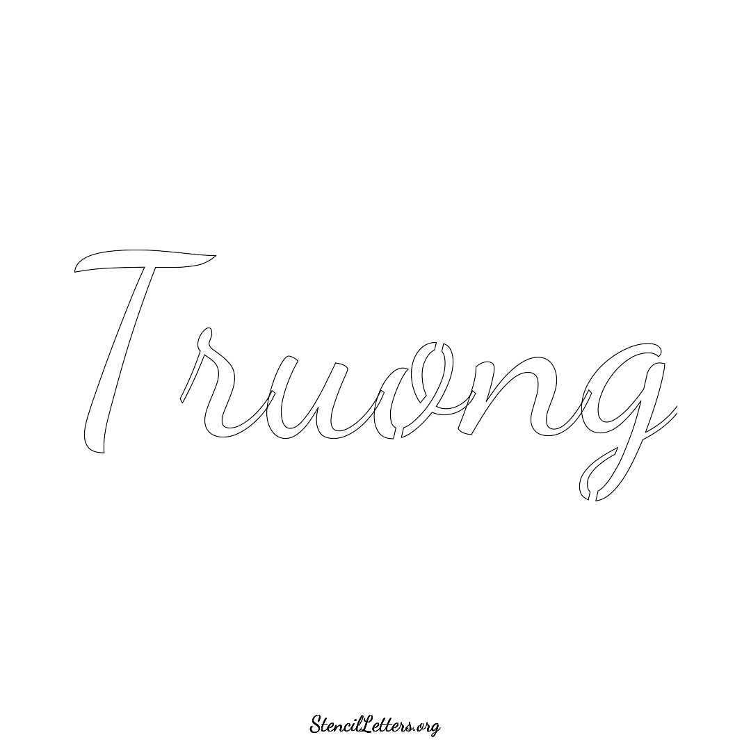 Truong name stencil in Cursive Script Lettering