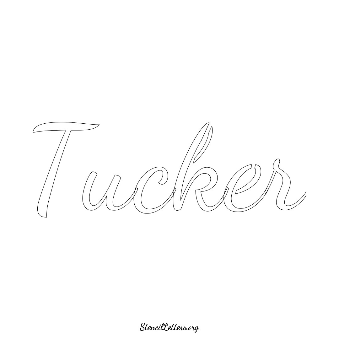 Tucker name stencil in Cursive Script Lettering