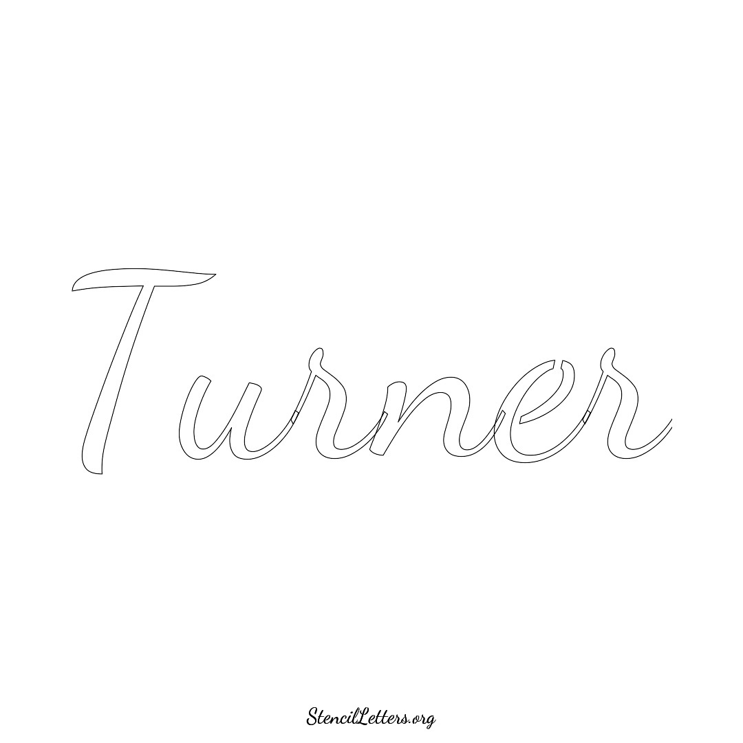 Turner name stencil in Cursive Script Lettering