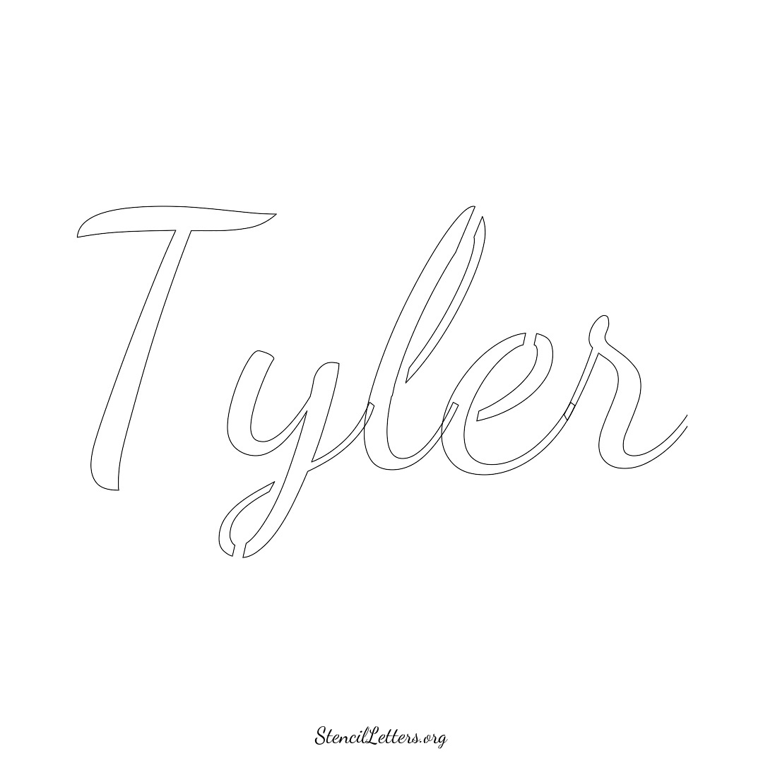 Tyler name stencil in Cursive Script Lettering