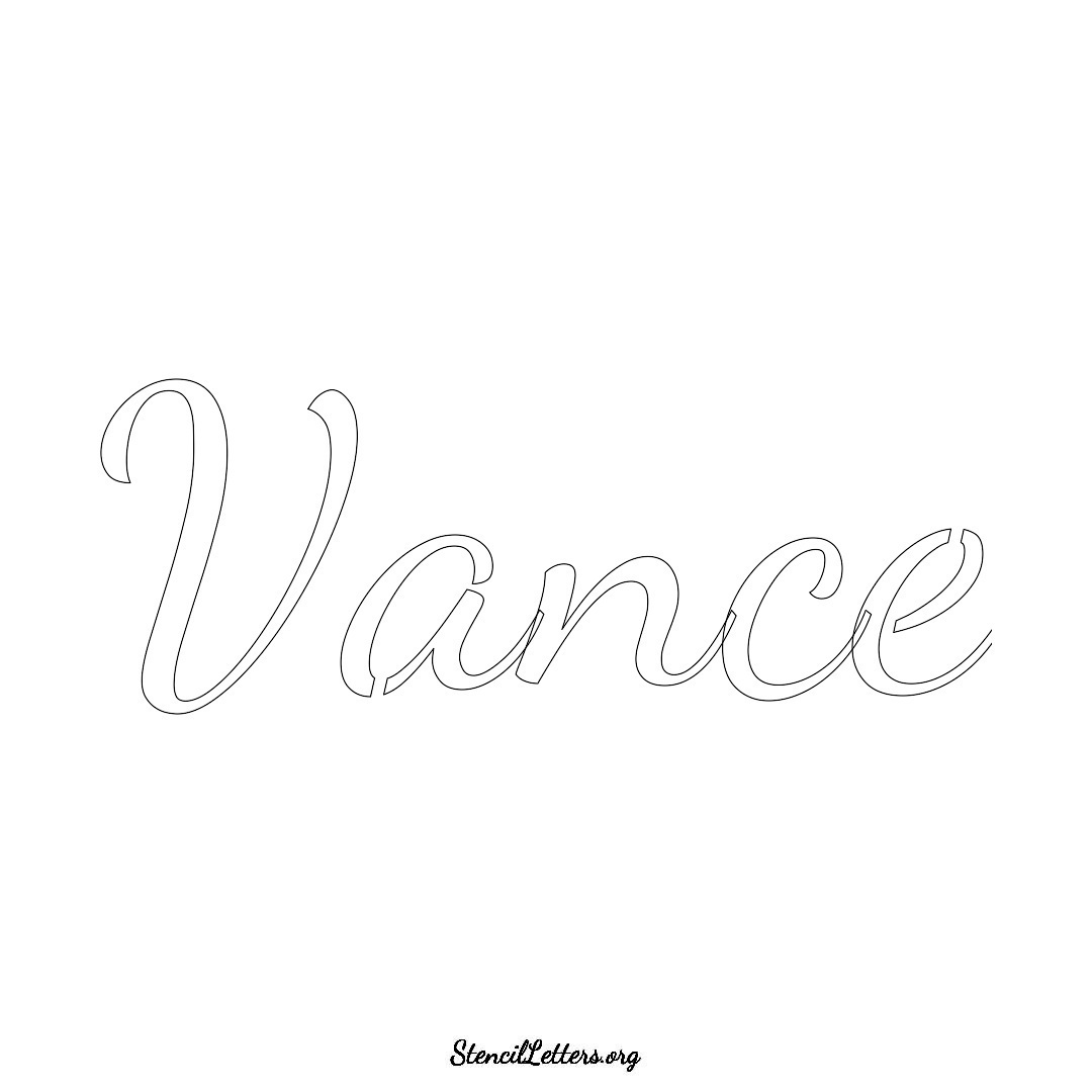 Vance name stencil in Cursive Script Lettering