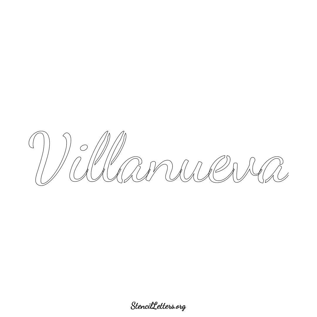 Villanueva name stencil in Cursive Script Lettering