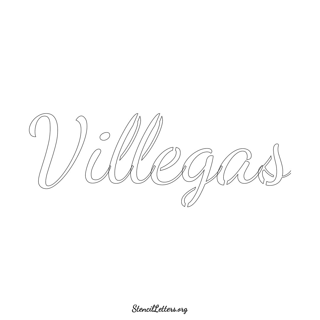 Villegas name stencil in Cursive Script Lettering