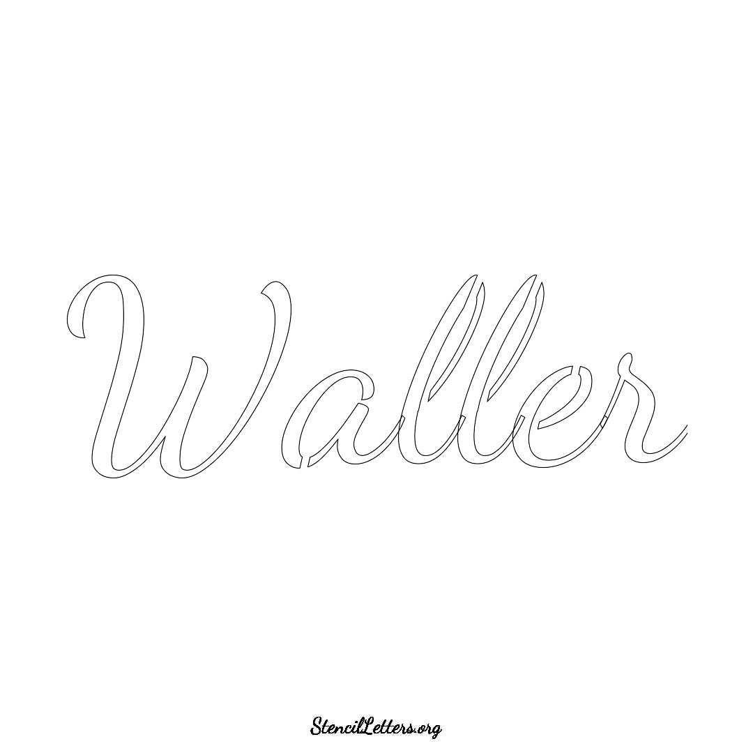 Waller name stencil in Cursive Script Lettering