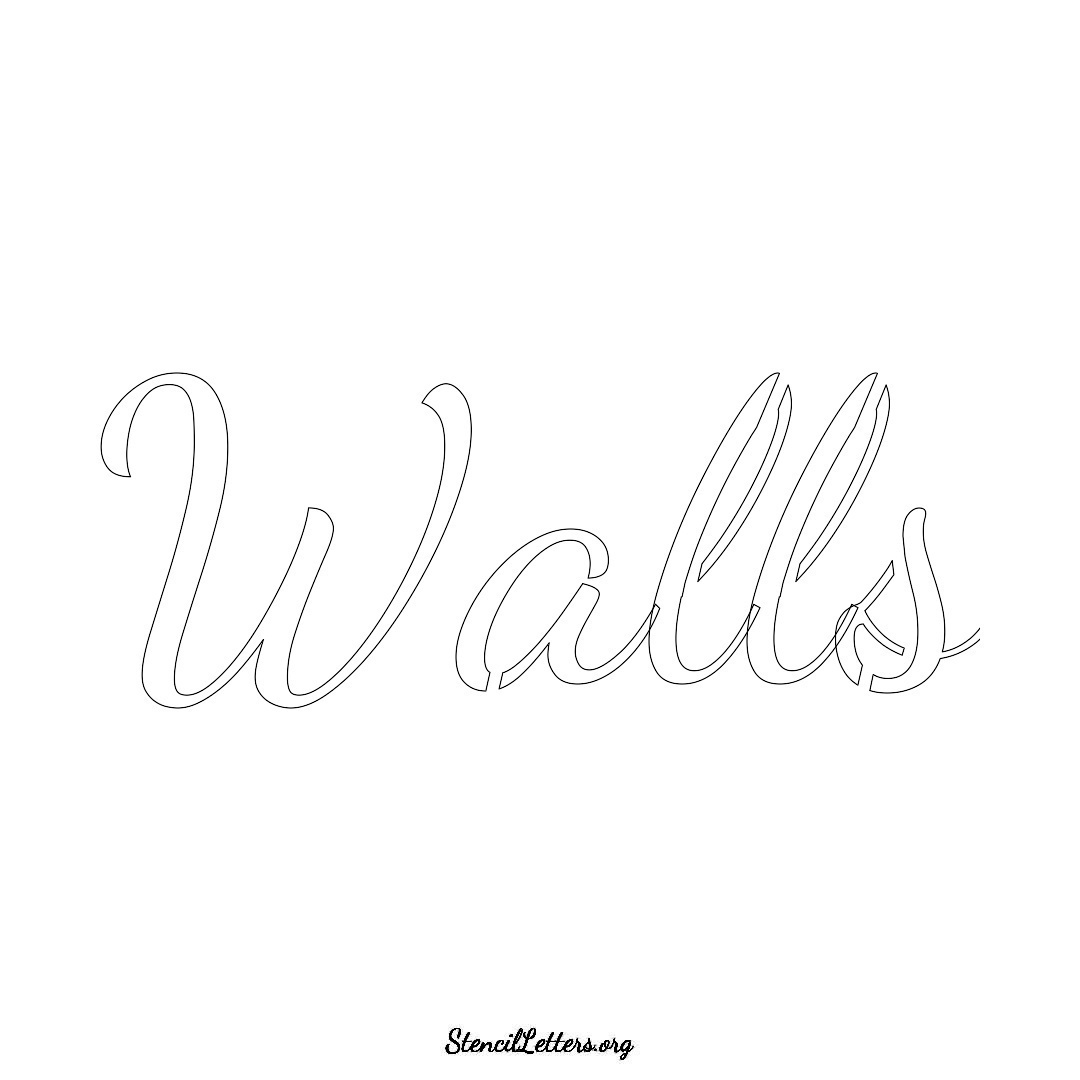 Walls name stencil in Cursive Script Lettering