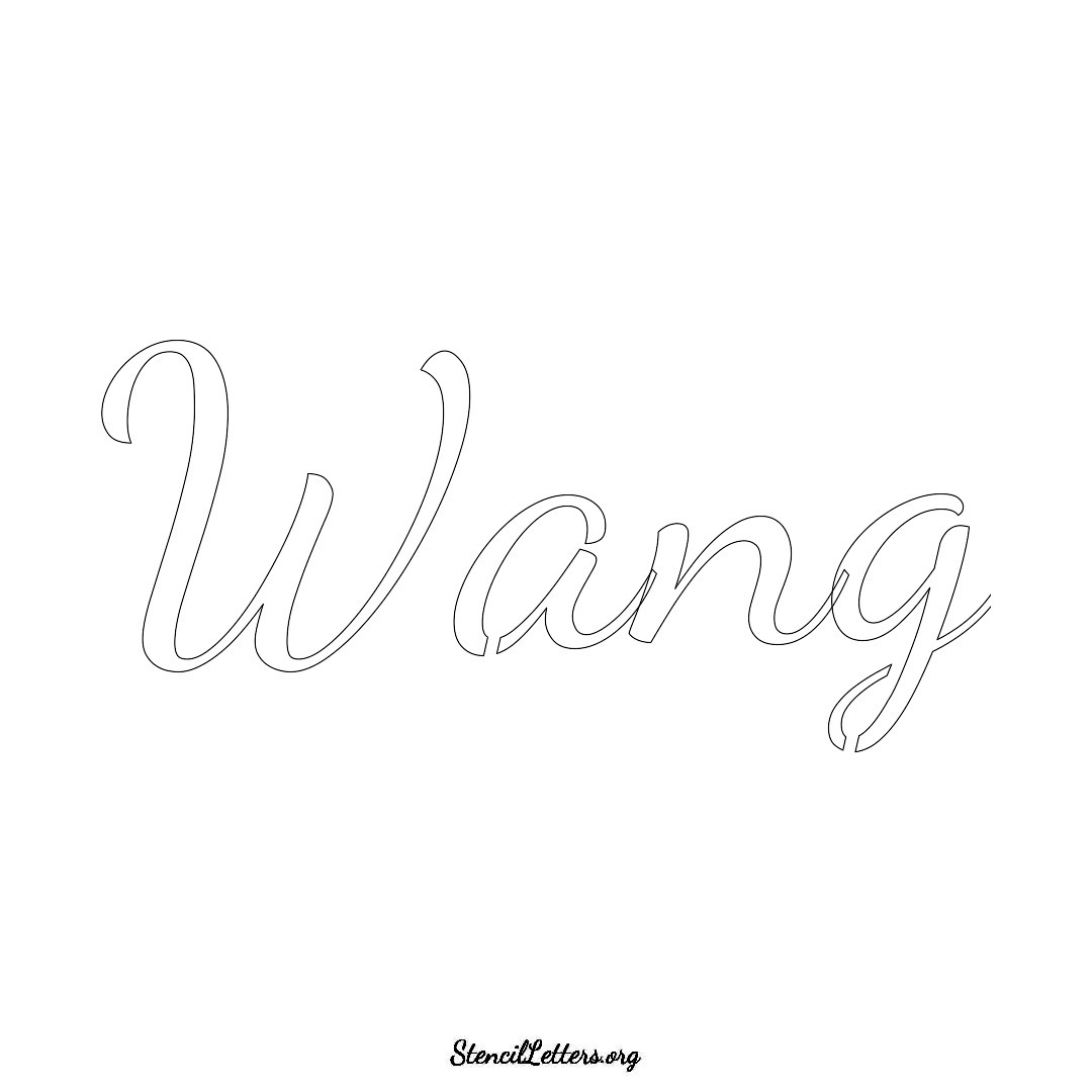 Wang name stencil in Cursive Script Lettering