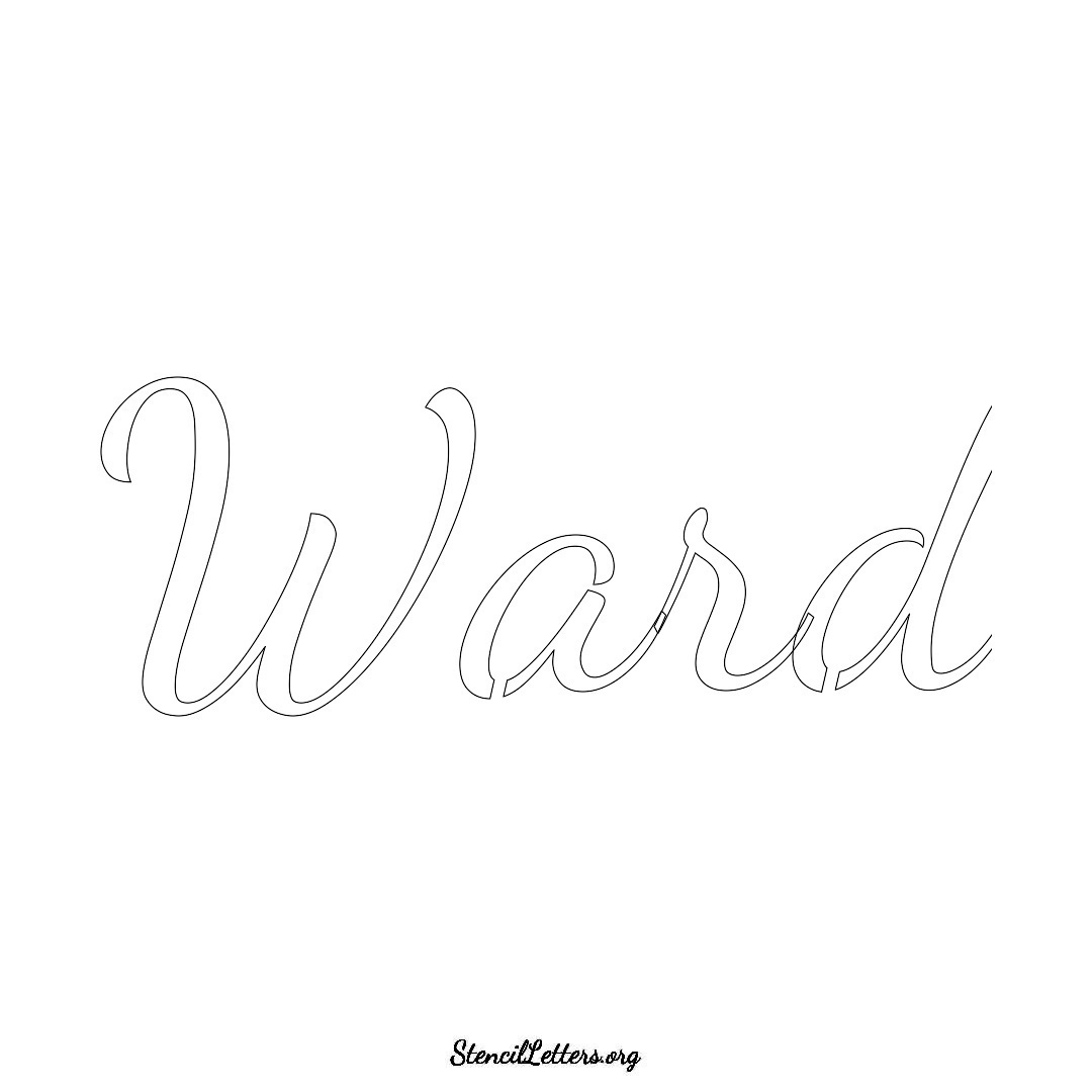 Ward name stencil in Cursive Script Lettering
