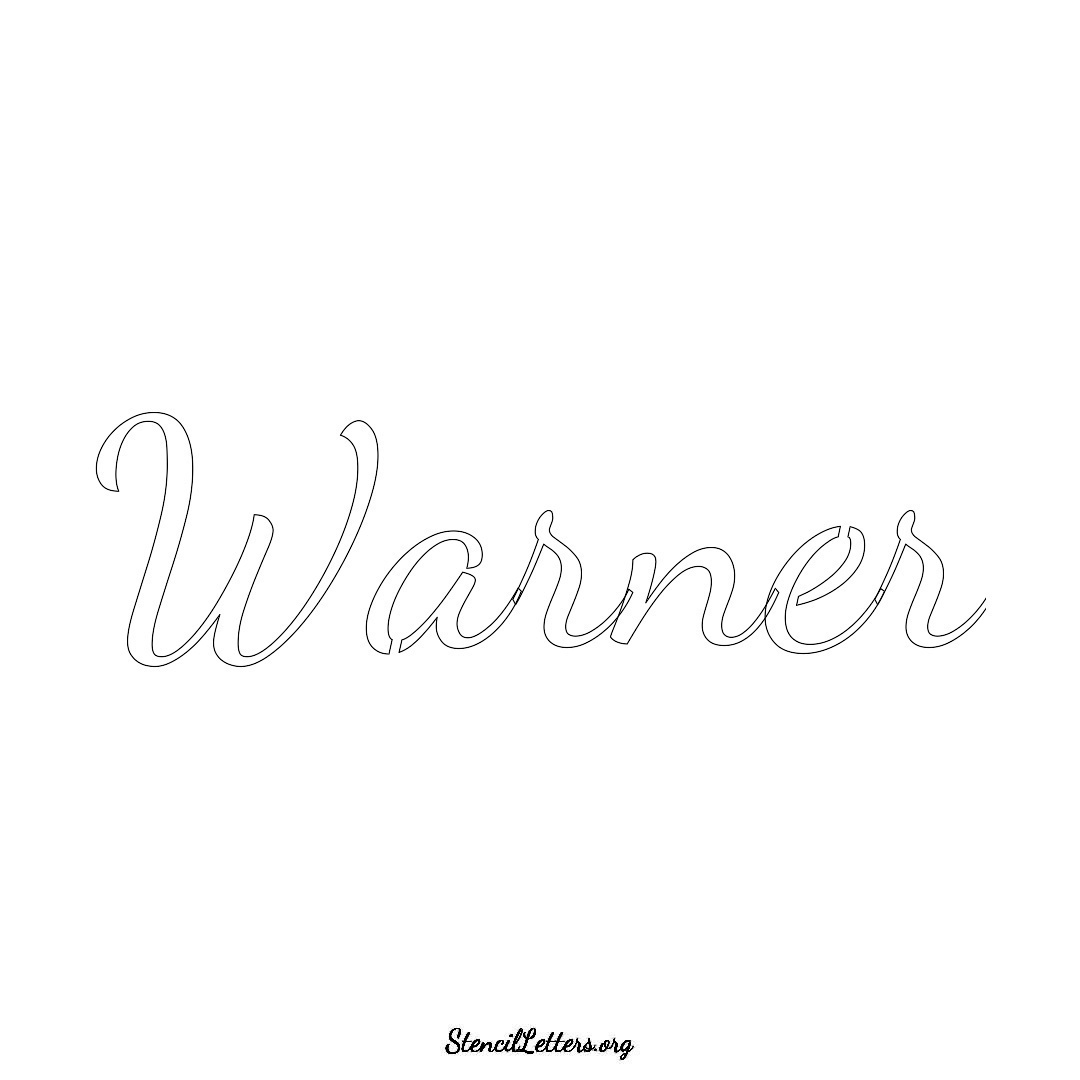Warner name stencil in Cursive Script Lettering