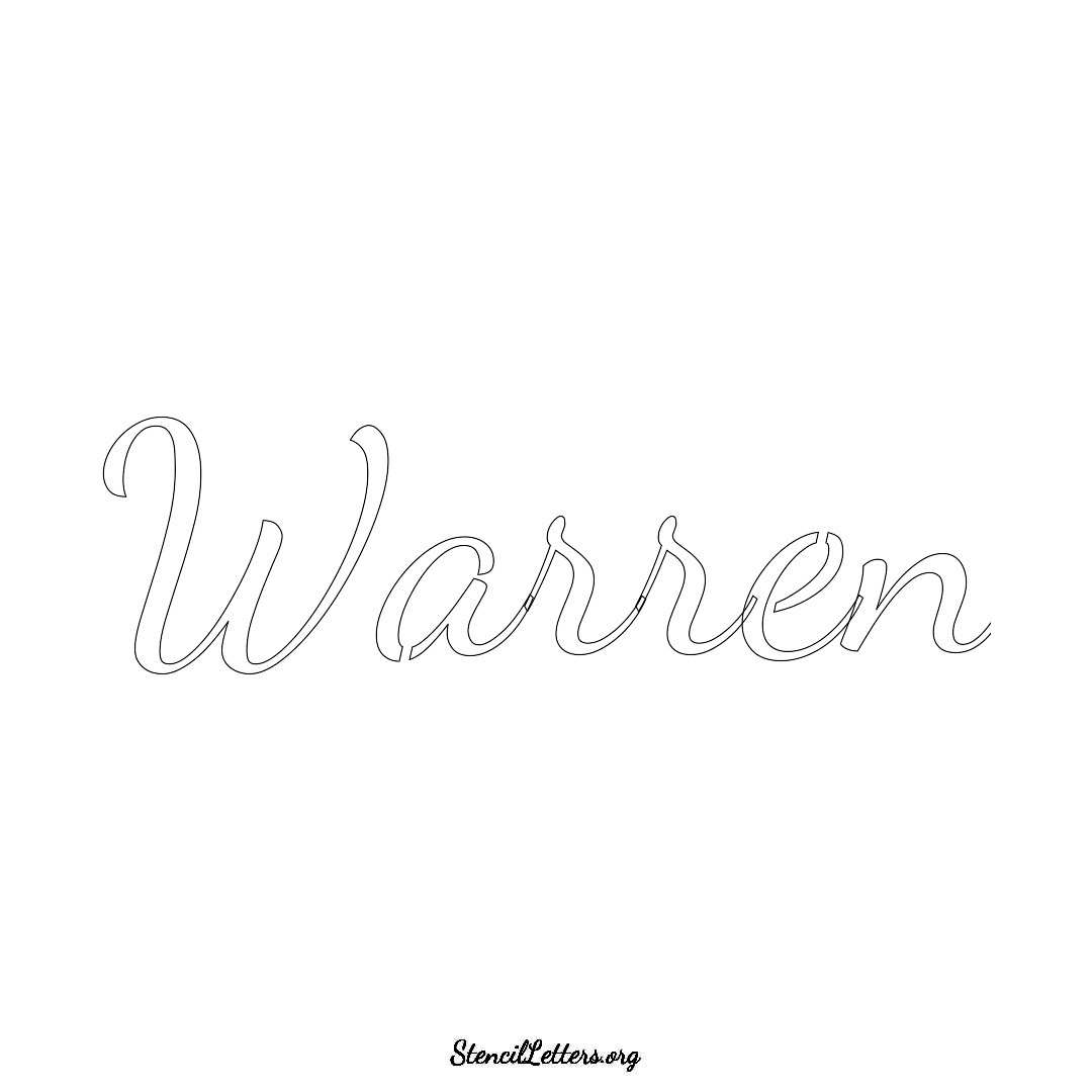 Warren name stencil in Cursive Script Lettering