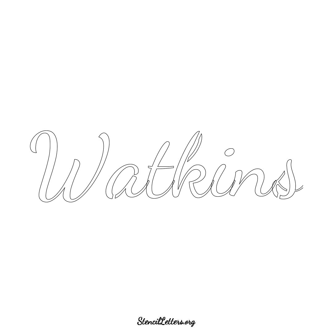 Watkins name stencil in Cursive Script Lettering