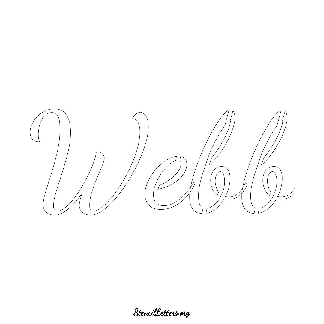 Webb name stencil in Cursive Script Lettering