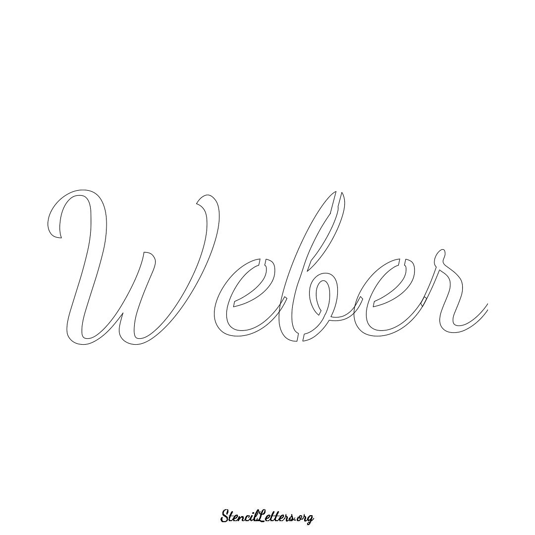 Weber name stencil in Cursive Script Lettering