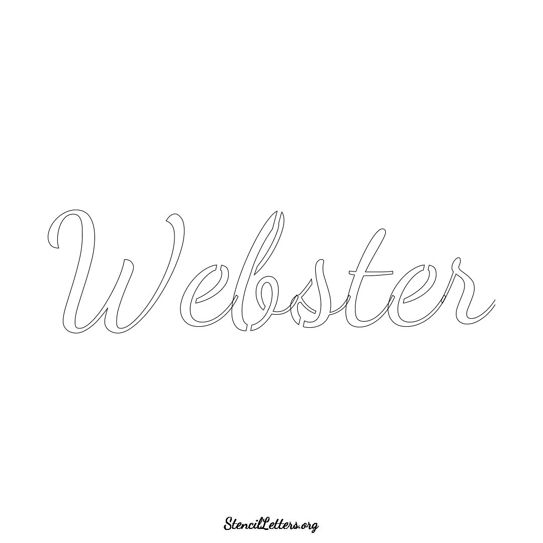 Webster name stencil in Cursive Script Lettering