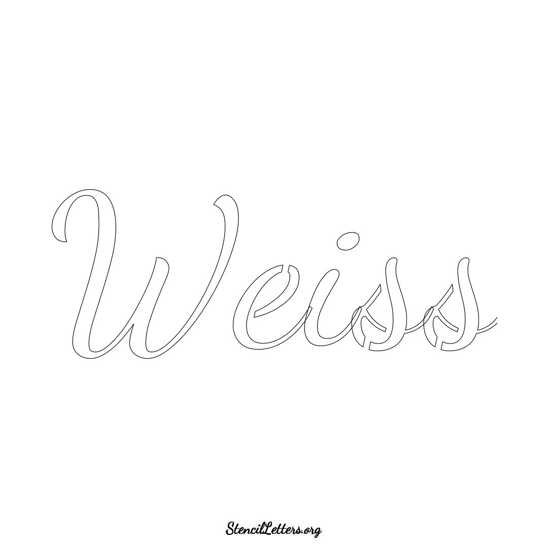 Weiss name stencil in Cursive Script Lettering