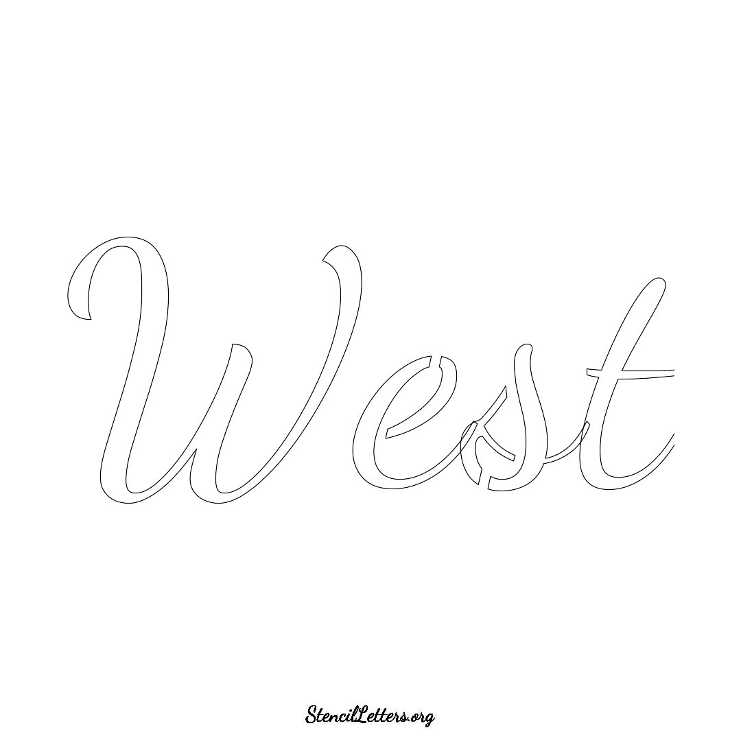 West name stencil in Cursive Script Lettering