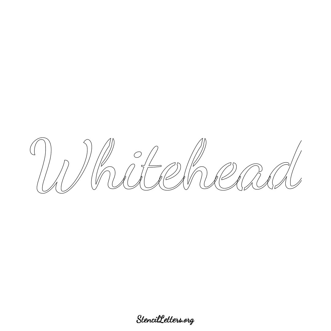 Whitehead name stencil in Cursive Script Lettering