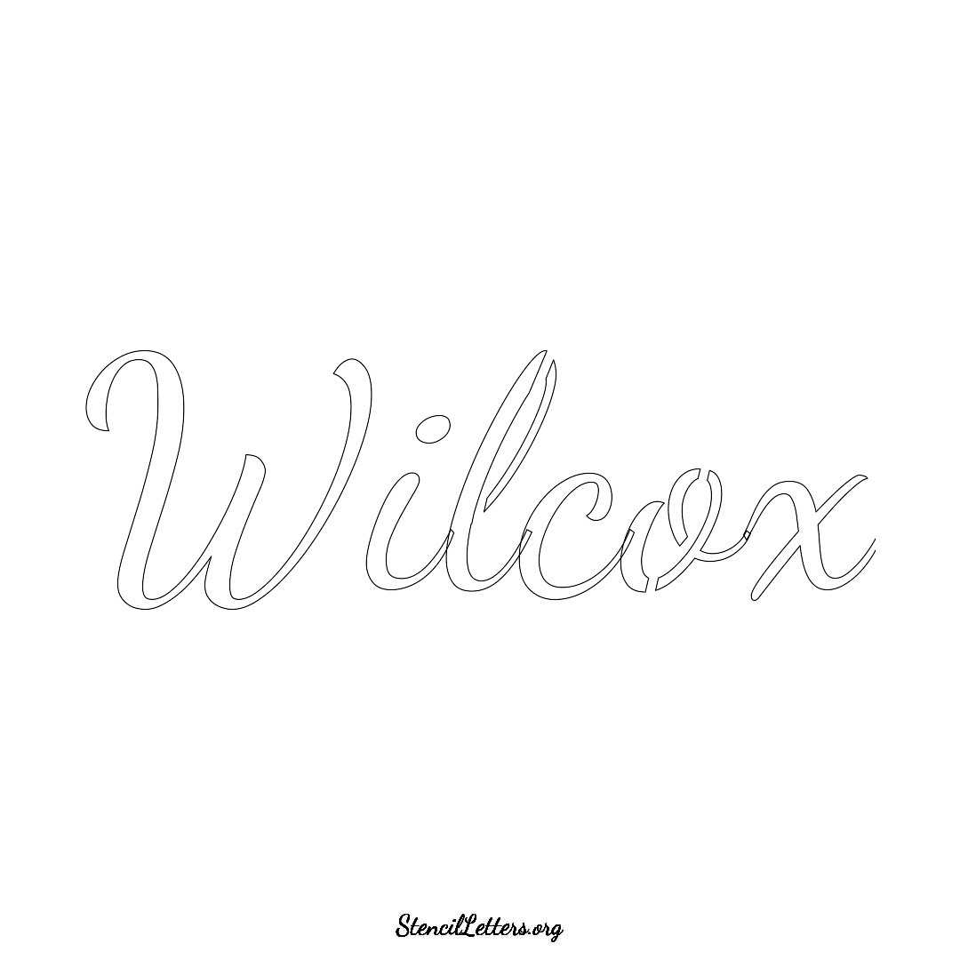 Wilcox name stencil in Cursive Script Lettering